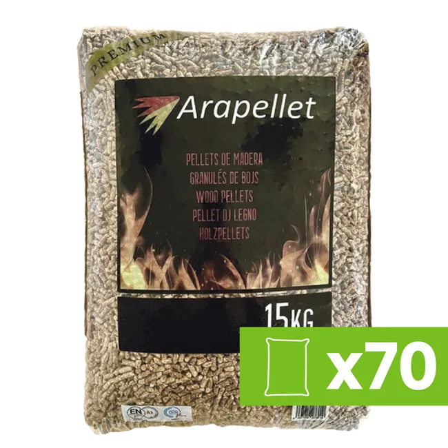 70 Sacos de pellet 15 Kg ARAPELLET