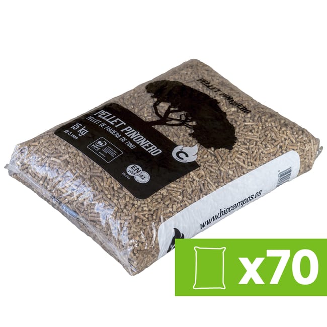 70 Sacos de pellet 15 Kg