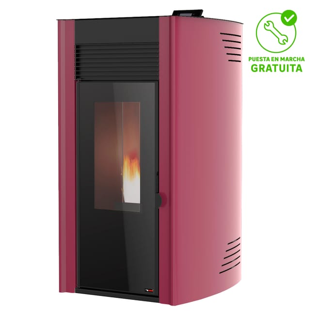 Hidroestufa de pellet de diseño compacto de 13 kW — color burdeos
