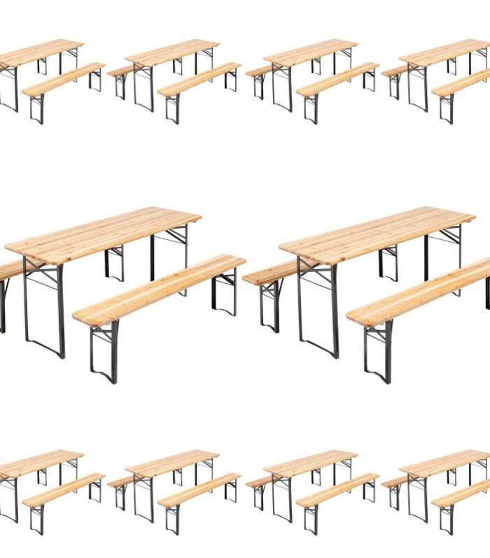 Mesa y bancos de madera Ensemble Brasserie de 180 cm - Lote de 10