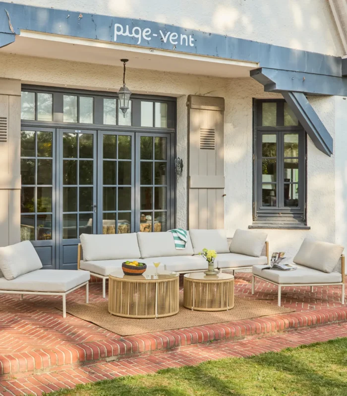 Orial Conjunto de muebles de jardín modular de aluminio y cuerdas, 5 plazas