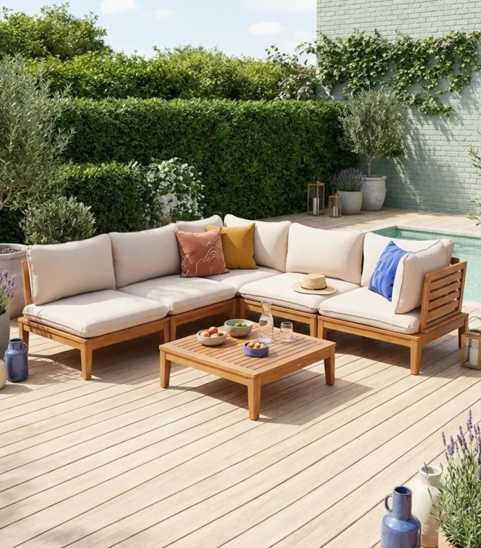 Conjunto de Muebles de Jardín Modular de Madera de Acacia 5 Plazas