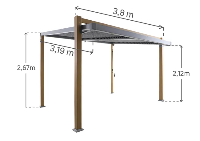 Pérgola de Aluminio NATERIAL Odyssea Efecto Madera 319x380 cm