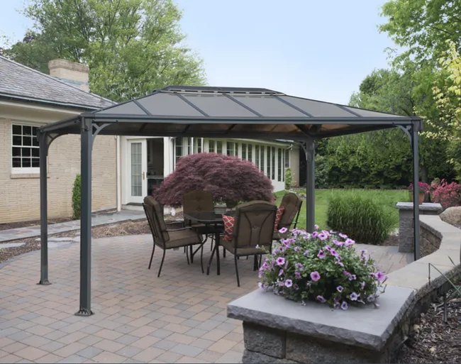 Cenador Martinique 3600 Gazebo De Aluminio gris Con Vidriado De policarbonato bronce Canopia by Palram